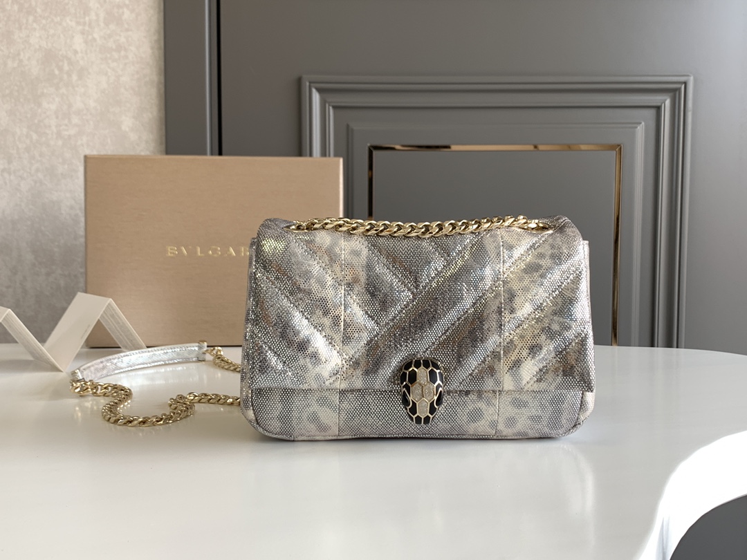 Bvlgari Serpenti Cabochon Crossbody Bag in Grey Snake Skin